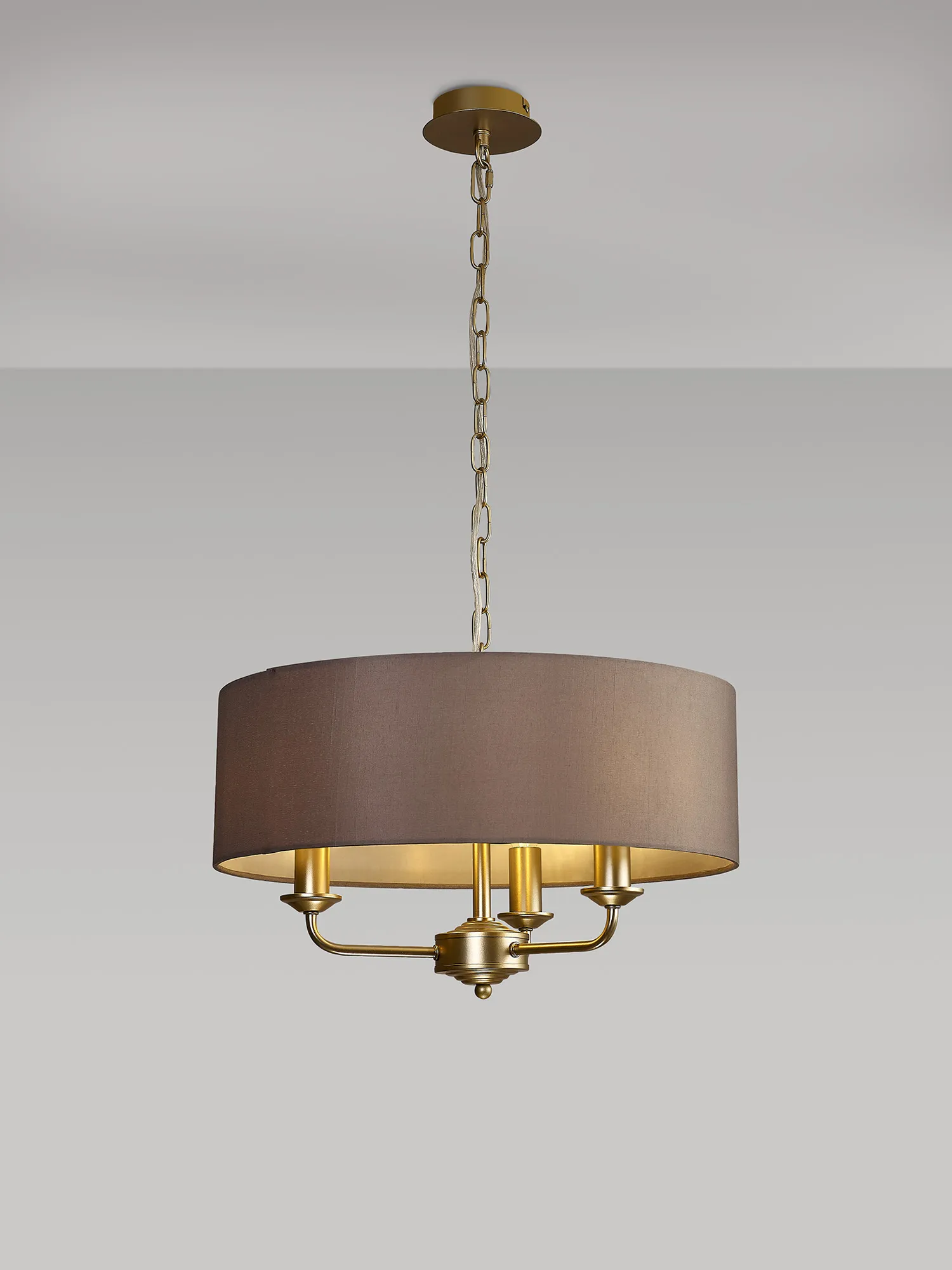 Banyan 45cm 3 Light Pendant Champagne Gold; Grey DK0944  Deco Banyan CG GR